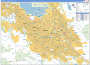 South Bay-Silicon Valley Metro Area Wall Map Basic Style